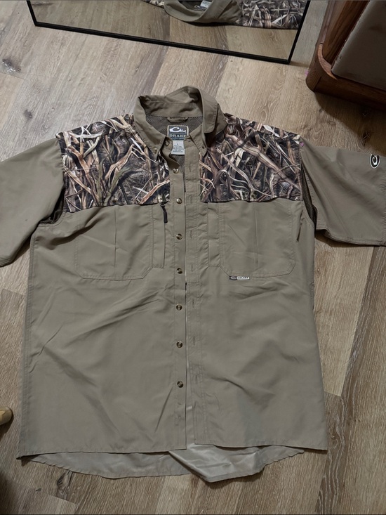 Drake Other - Drake Short-Sleeve Button-Down Shirt in Olive with Camouflage Yoke